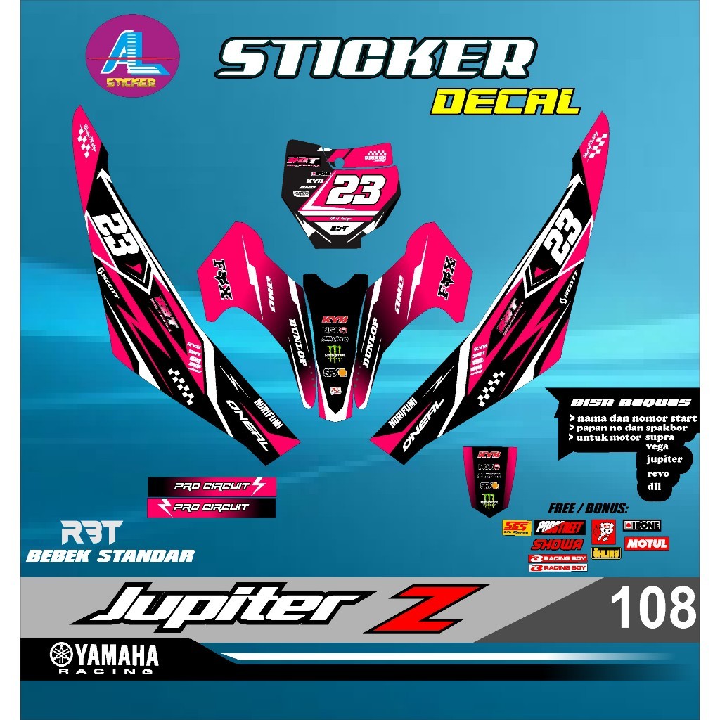Decal Sticker Rbt Jupiter Z Motor Rbt Bebek Modif Supermoto Yz Crf Klx ...