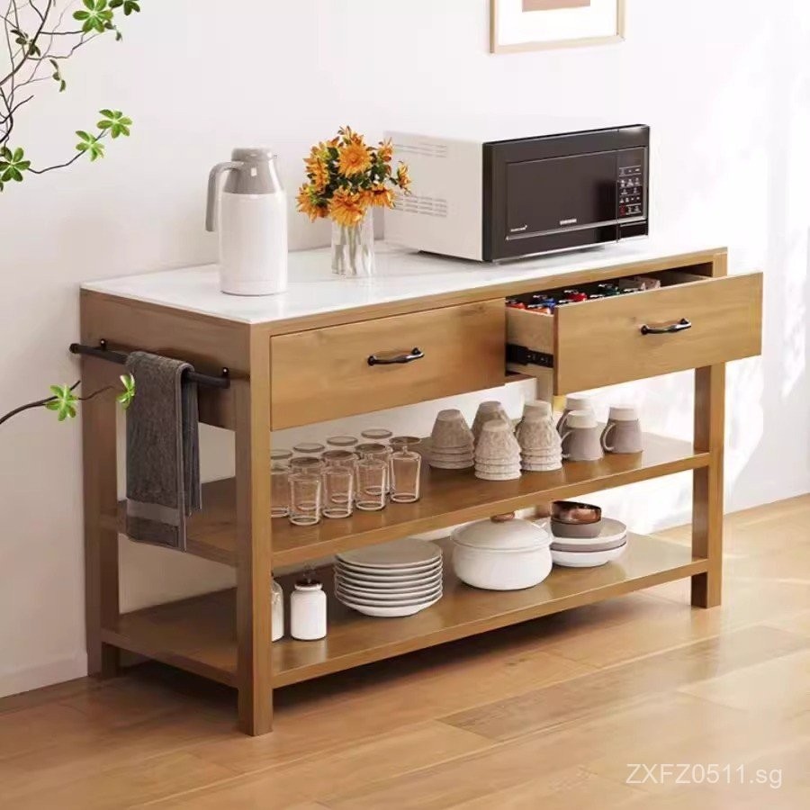 Kitchen Marble American Style Storage Cabinet Solid Wood Countertop ...