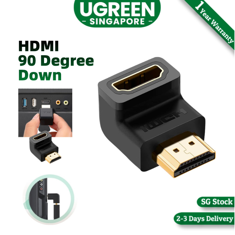 UGREEN HDMI 90 And 270 Degree Right Angle Adapter Gold Plated High ...