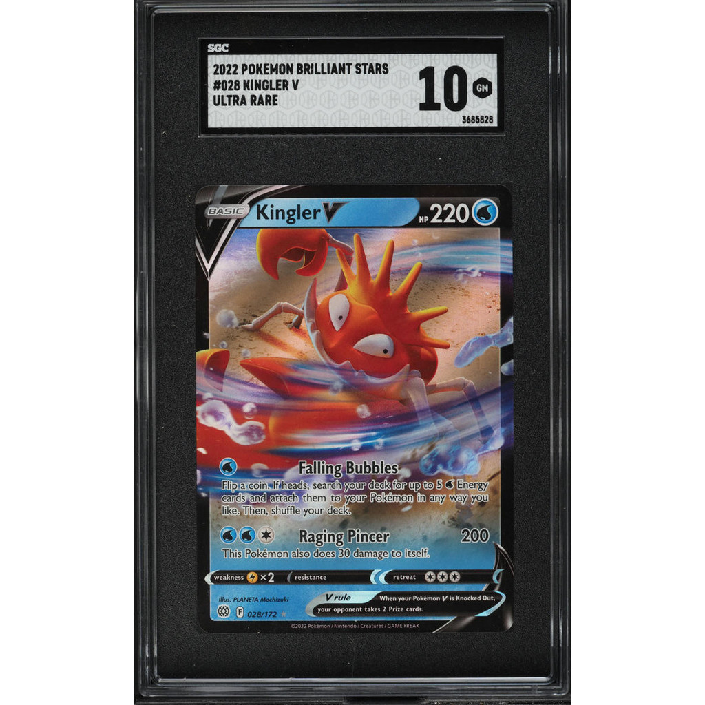 2022 Pokemon Sword & Shield Brilliant Stars Full Art Kingler V #28 SGC 10  GEM | Shopee Singapore