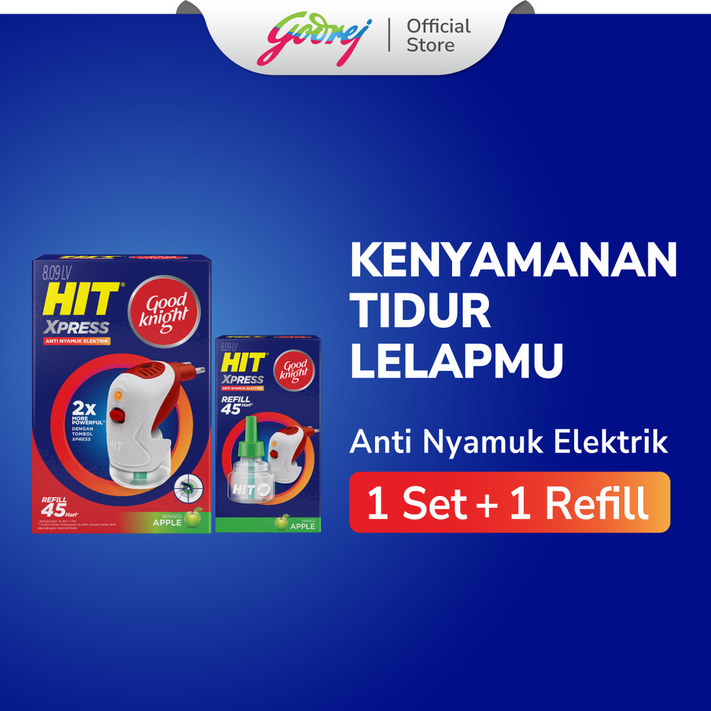 Hit Good Knight Xpress Set + 1 Refill Apple - Obat Nyamuk Elektrik - Bunuh Nyamuk Penyebab Demam Berdarah (DBD)