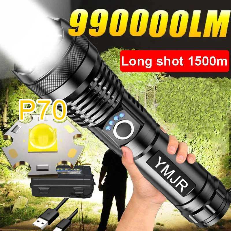 Upgrade XHP70 Flashlight Built-in 26650 Battery 8000mAh High Quality ...