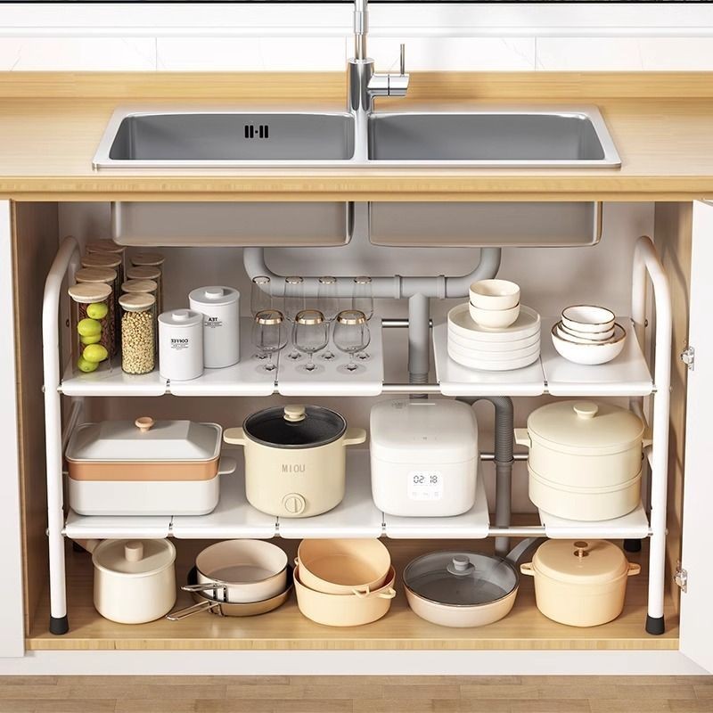 Multifunctional Shelf Kitchen Layered Shelf Retractable Pot Storage ...