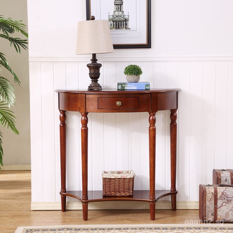 American Style Solid Wood Entryway Table Semi-Circular Wall Table ...