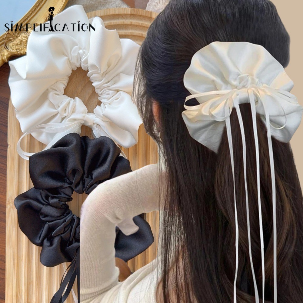 INS Bowknot Long Tassel Ruffle Hair Loop - Korea Y2K Sweet Girls Ribbon ...