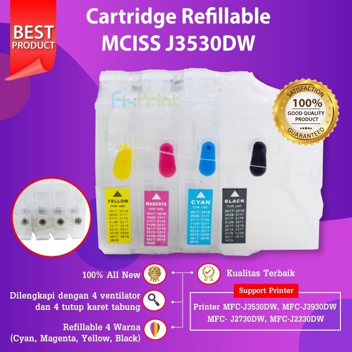 FixPrint CISS MCISS Cartridge Compatible LC3617 LC-3617 LC3017 Infus Kompatible Dengan Printer Printer MFC-J3530 J3530 J3930dw J2730 J2330