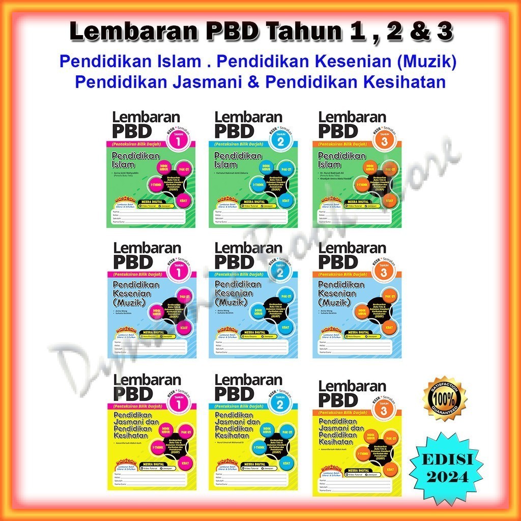 Practice Book: PBD Sheet For 1/2/3th Edition 2024 - P.Islam/P.Kesenian ...