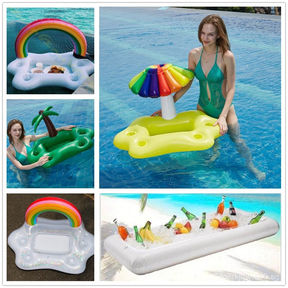 Picnic Party Inflatable Water Bar Cup Holder Salad Plate Ice Bar Pool ...