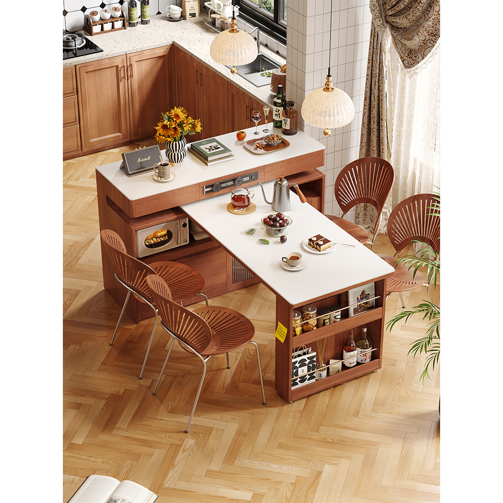 Wooden Palace Crafts Fan Island Table Dining Table Telescopic ...