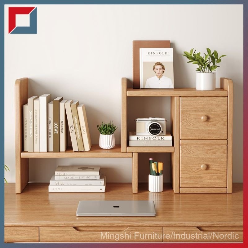Solid wood desktop storage rack simple multi-layer bookshelf on desk ...