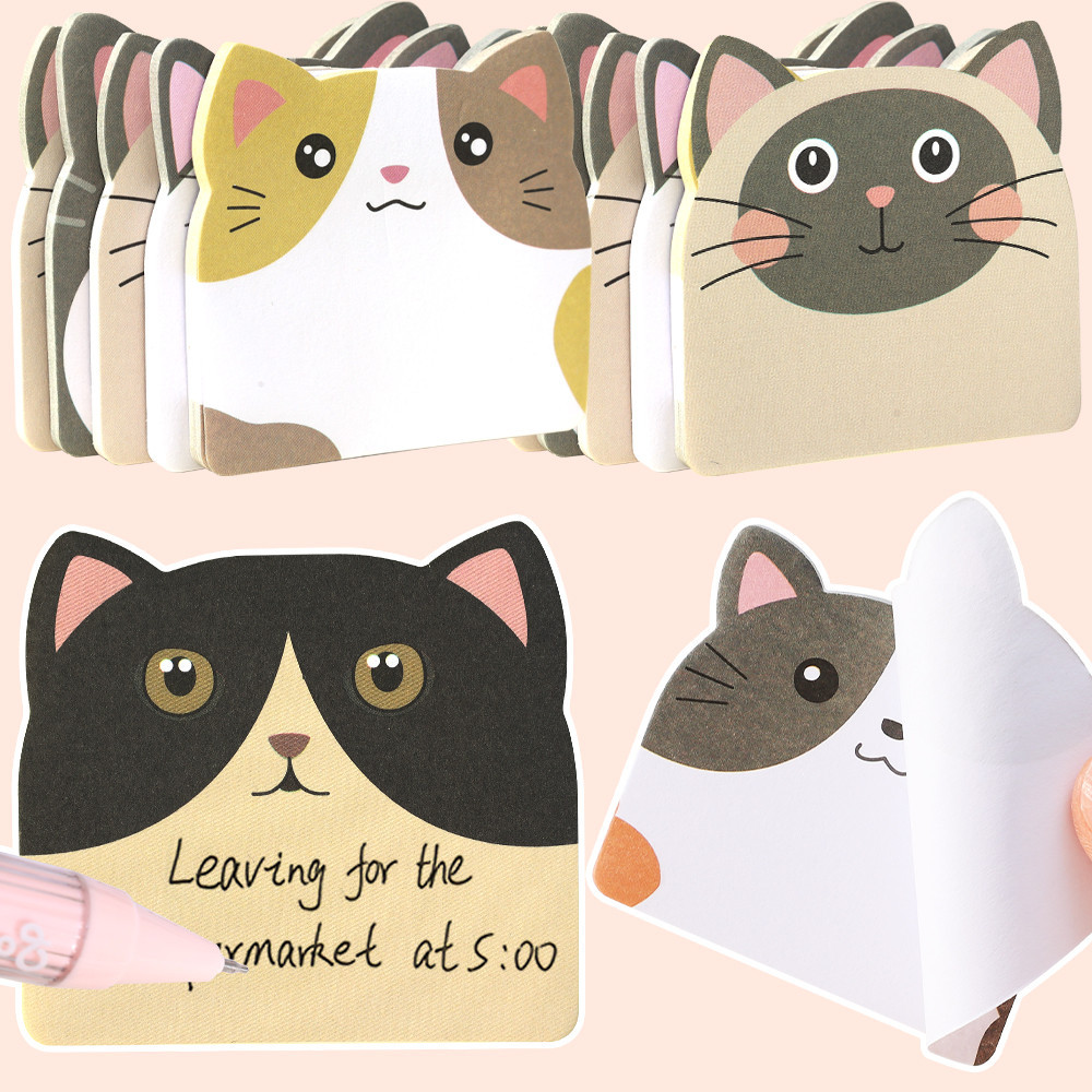 30 Sheets Kawaii Chubby Cat Sticky Notes - Office School Stationery ...
