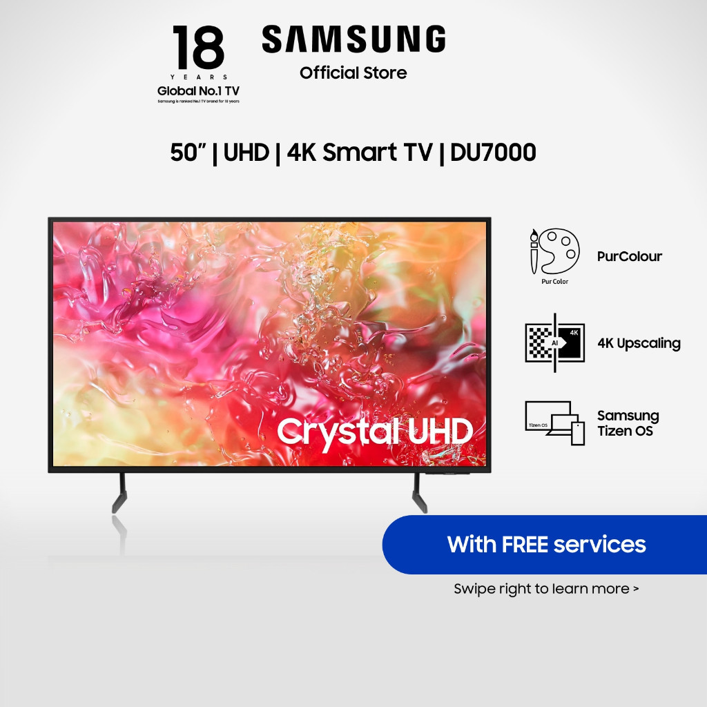 [NEW LAUNCH] Samsung 50” Crystal UHD DU7000 4K Smart TV (2024) | Shopee ...