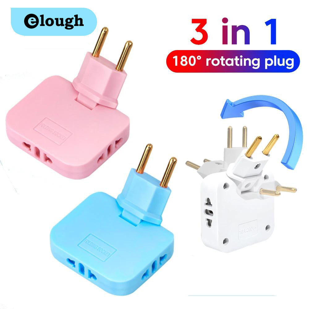 Elough 180° Rotating Plug EU Plug Socket Converter Extension Plug Multi ...