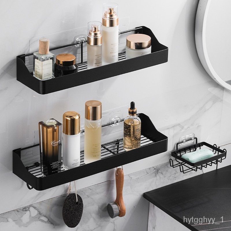 Light Luxury Bathroom Punch-Free Storage Rack Wall-Mounted Toilet Tray ...