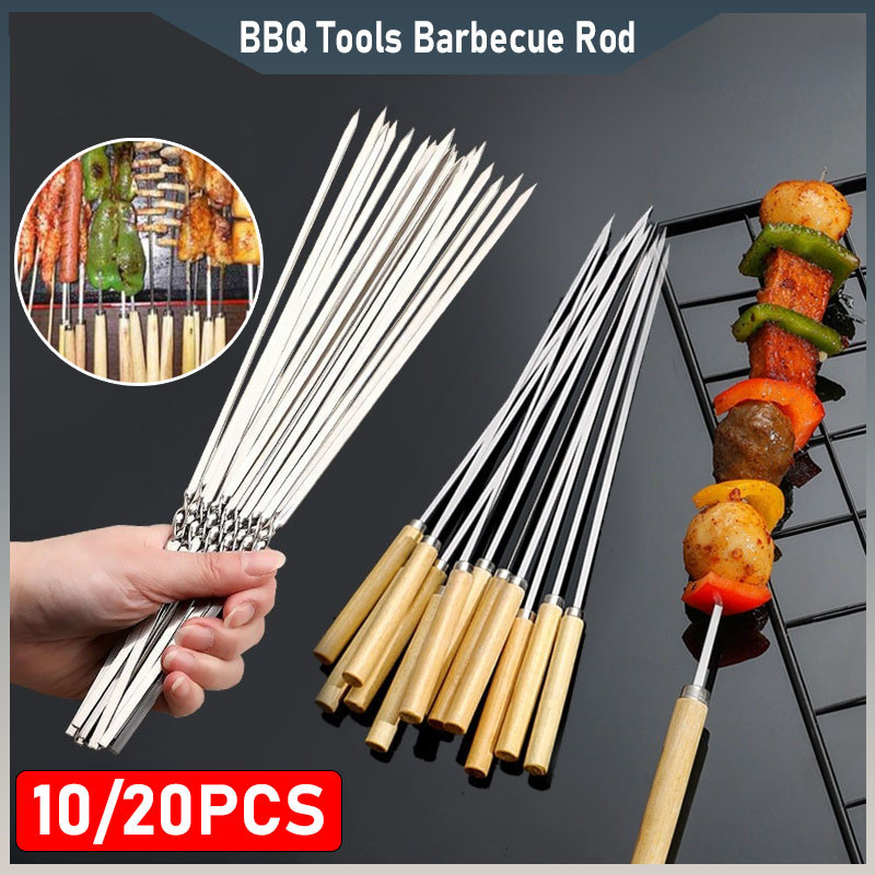 10/20 PCS BBQ Skewers Reusable Stainless Steel Stainless Steel Grilling ...
