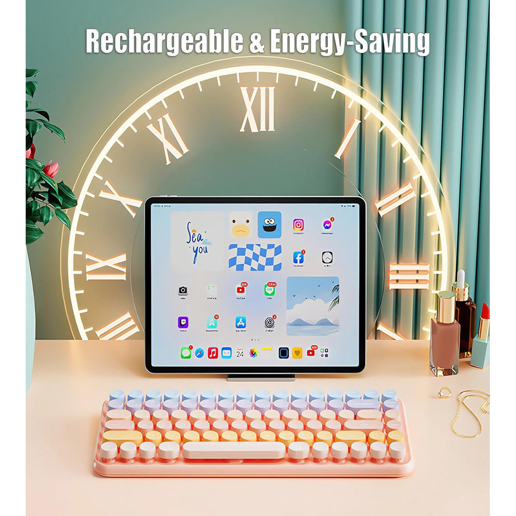 JOMAA Rechargeable Wireless Keyboard 2.4G Triple Mode Wireless Keyboard ...