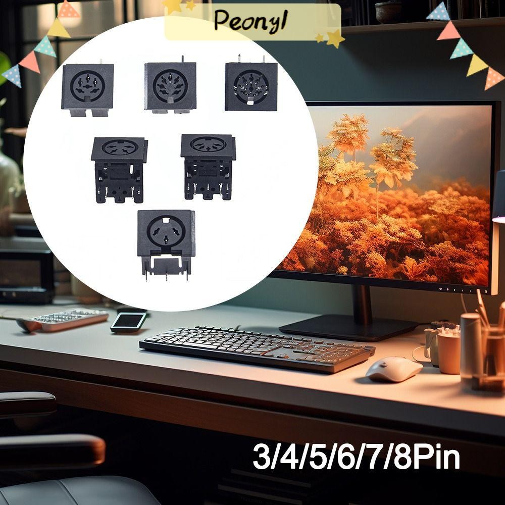 PDONY DIN Female Socket Connector, 4 5 6 8 Poles Mini DIN Mini Jack ...