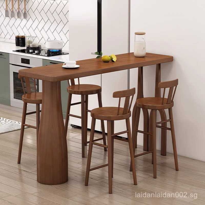 Nordic Solid Wood Bar Table and Chair Set for Home Use, Island Table ...