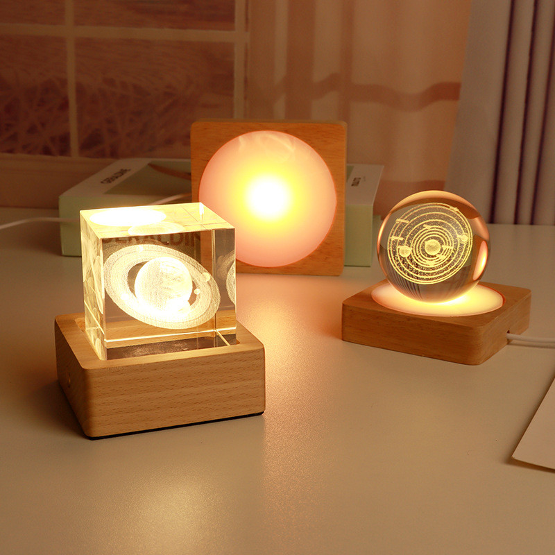 LED Light Base Rotating Display Stand Wood Lamp Holder Rechargeable ...