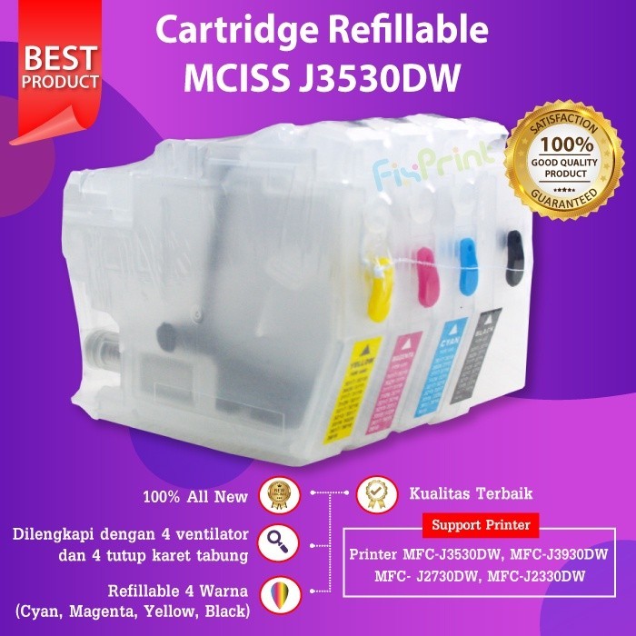 FixPrint CISS MCISS Cartridge Compatible LC3617 LC-3617 LC3017 Infus Kompatible Dengan Printer Printer MFC-J3530 J3530 J3930dw J2730 J2330 - Gambar 2
