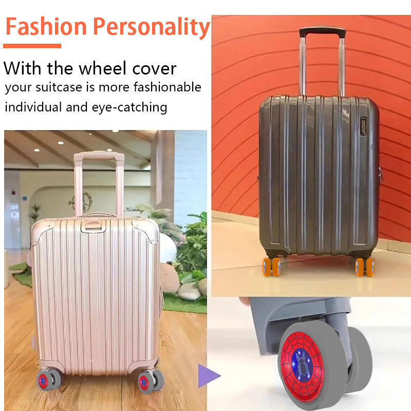 FIL 4 Pcs Silicone Luggage Wheels Protector Travel Luggage Caster Shoes ...