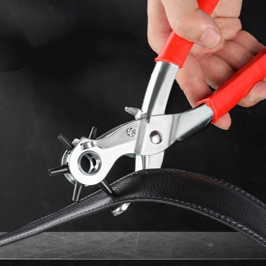 Eyelet Hole Puncher Leather Belt Hole Punch Plier Revolve Sewing Machine Bag Setter Tool