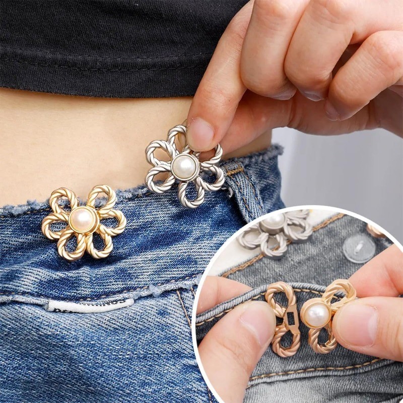 Flower Jean Buttons, Jeans Waist Tightener No Sew Button Pins ...