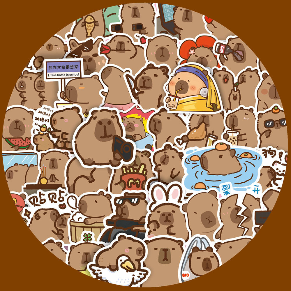 100Pcs/Set Q Funny Capybara Stickers DIY Fashion Decals Doodle Stickers ...
