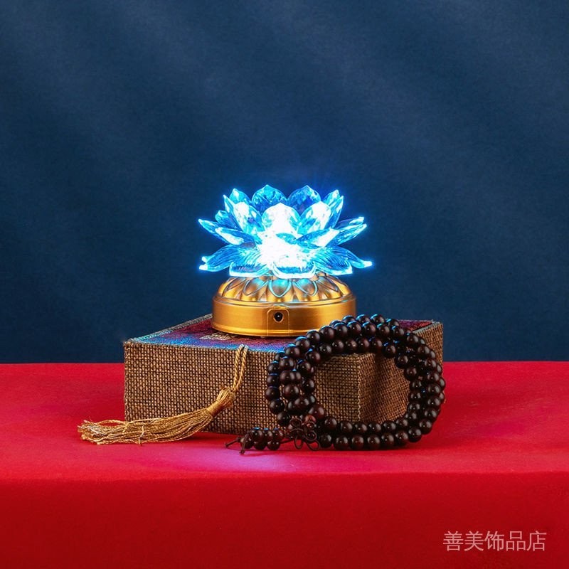 供佛灯/电子灯 Provide Buddhist lamps/electronic lamps led七彩莲花灯琉璃佛前水晶插电许愿祈福荷花灯 ...