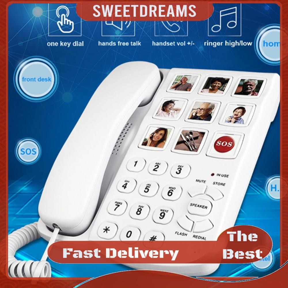 Big Button Phone One Button Touch Corded Telephone 9 Piction for ...