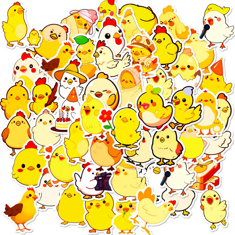 50Pcs Chicken Waterproof Stickers for Kids Girl Boy Cute Chick Stickers ...