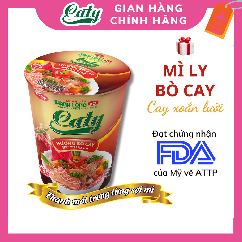 [Hanoi] Caty Spicy Beef Red Dragon Fruit Noodle 70g (New) | Shopee ...