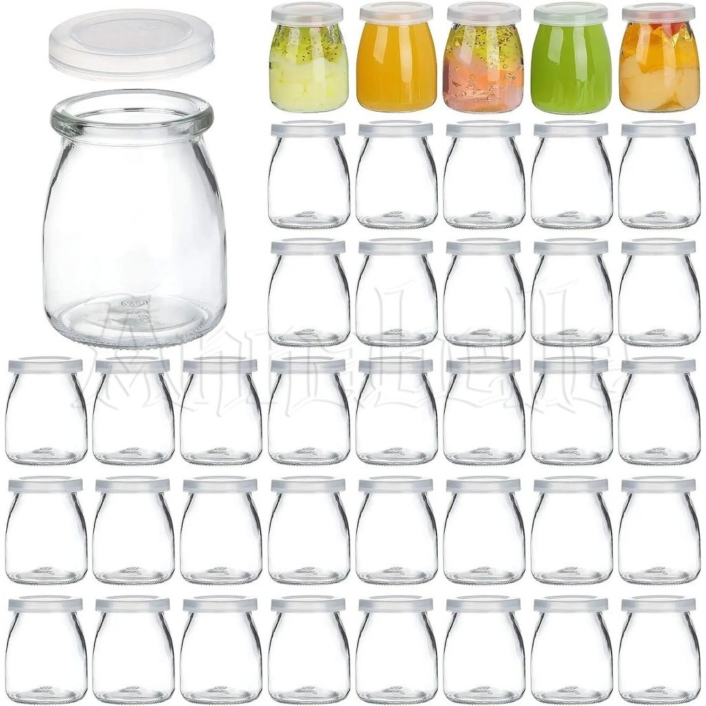 Glass Pudding Jars - Storage Cup s With Lid - For Milk, Jelly, Mousse ...