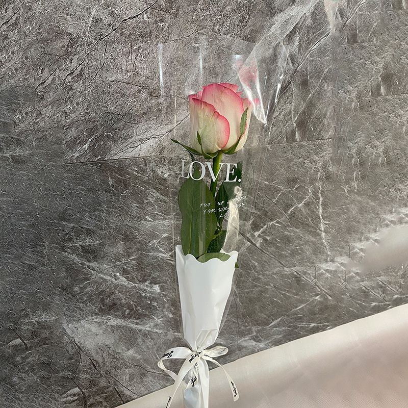 Flowers packing bag Transparent English Single Bouquet Packaging Bag ...