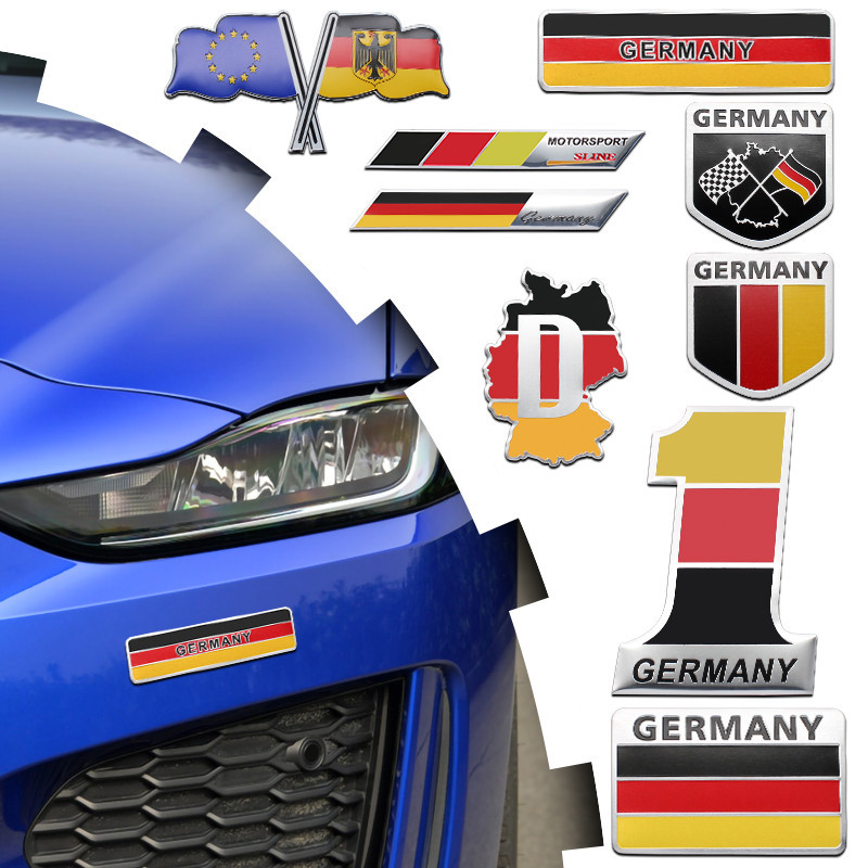 Car Styling 3D Aluminum German Logo Flag Stickers Auto Emblem Badge ...