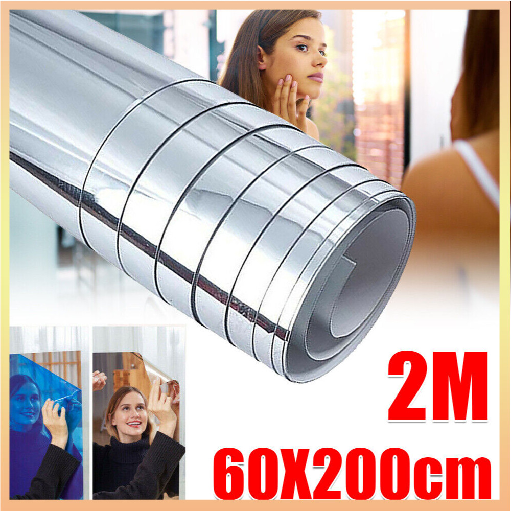 Large Mirror Wall Sticker Roll Self Adhesive Bathroom Room DIY Decor ...