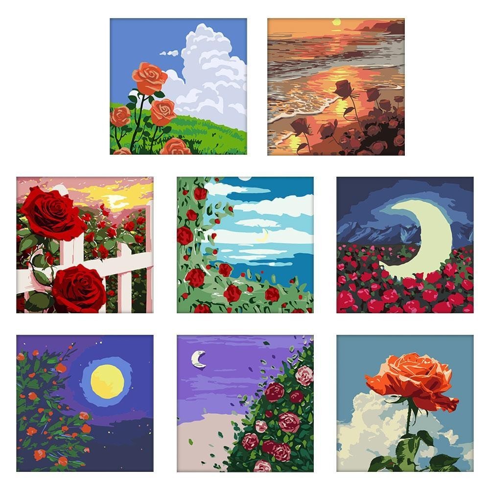 Flower Rose Series Diy Painting By Numbers Handmade Digital Oil ...