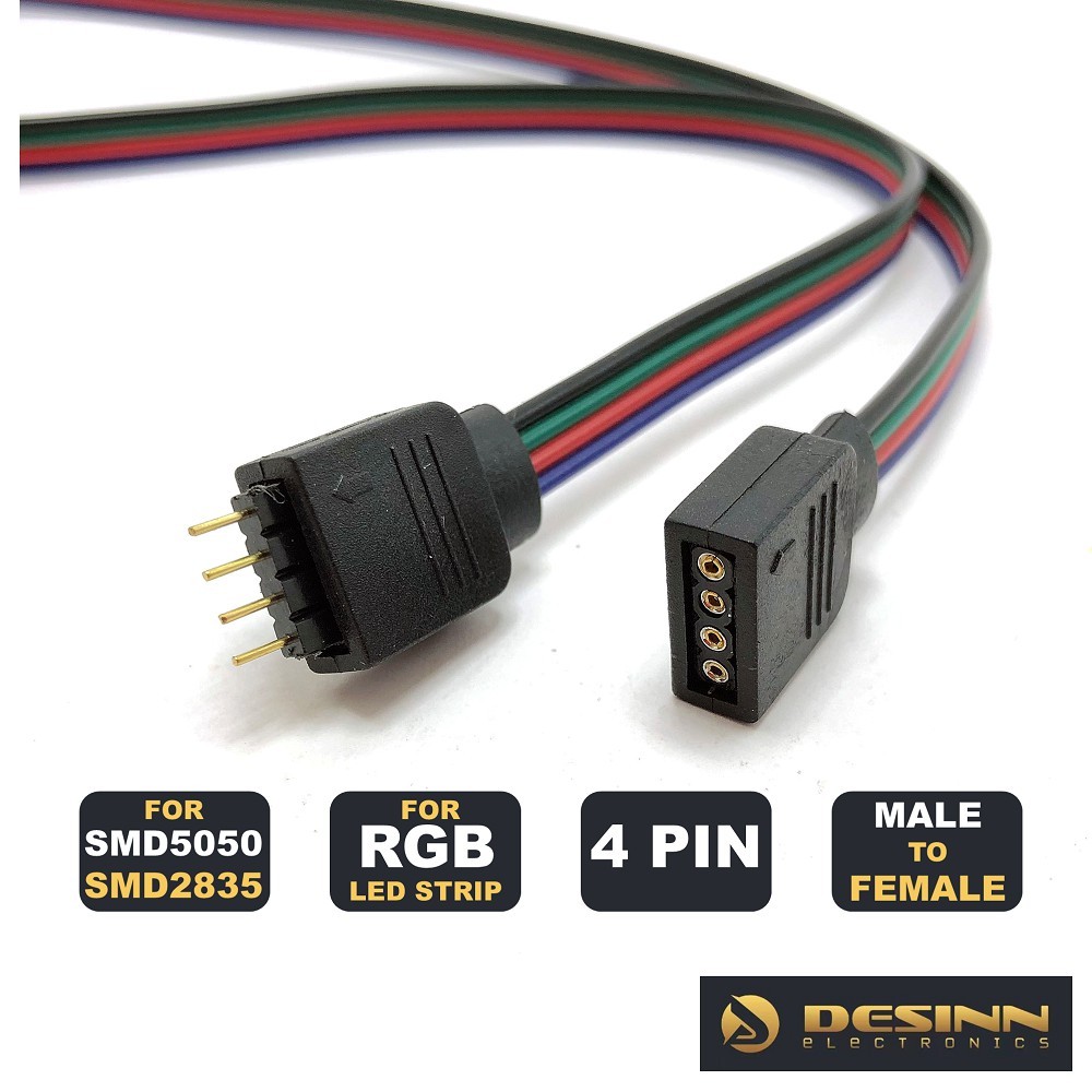 RGB Extension Cable Male to Female 50cm for RGB LED Strip | Shopee ...