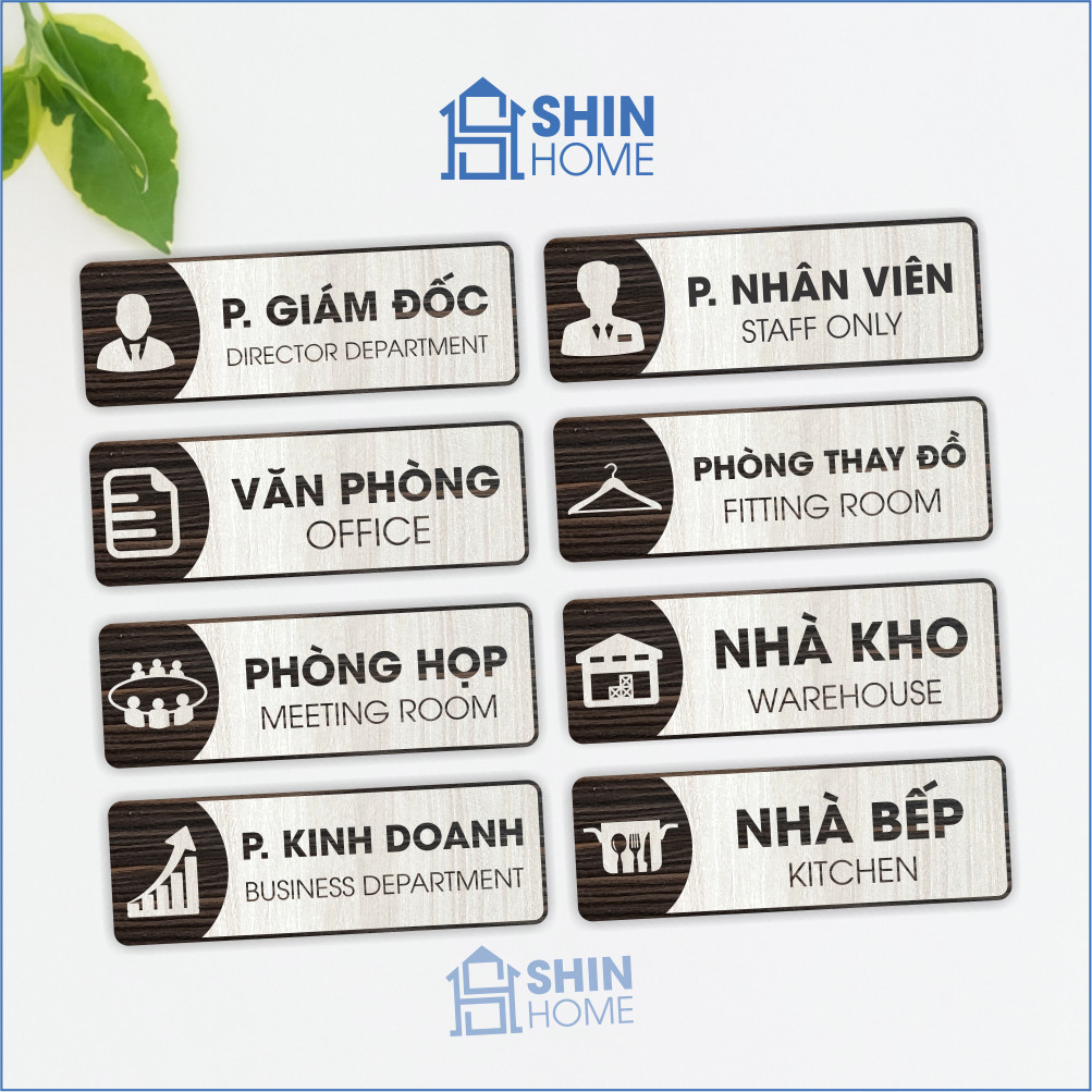 Laser-cut and engraved wooden door-mounted room nameplates and ...