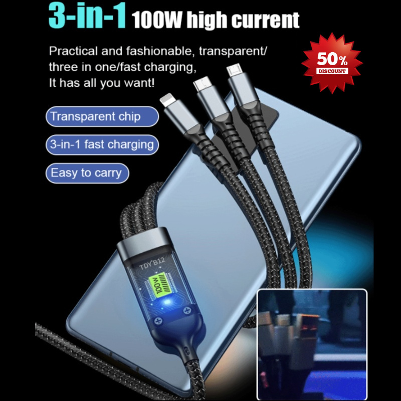 Ready Stock 3-in-1 Data Cable/Super Fast Charging Data Cable ...