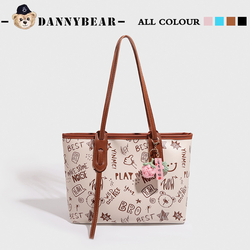 Three time Three Danny Bear Cute Large Capacity Bag Female New Style High End Student Shoulder Bag Fashionable All Match Commuter To