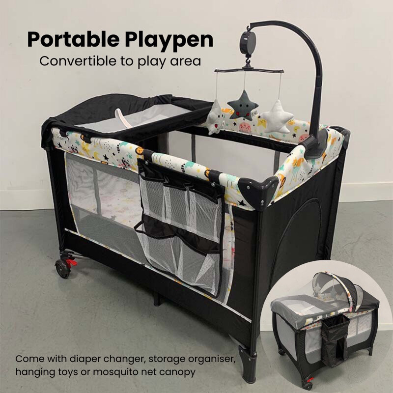 Foldable Travel Cot Baby Playpen Portable Newborn Cot Crib Sleeping Bed ...