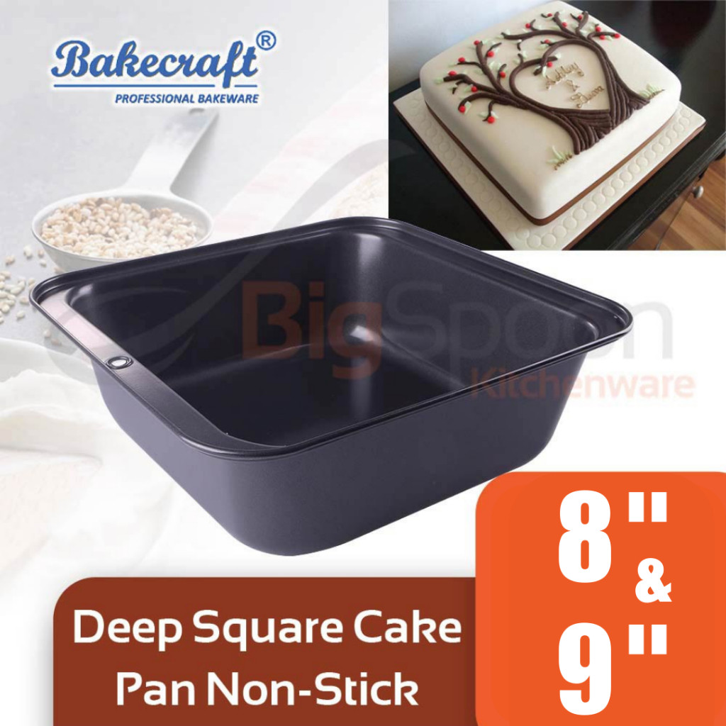 BAKECRAFT Non-Stick Deep Square Cake Pan Bakeware Loaf Bread Baking ...
