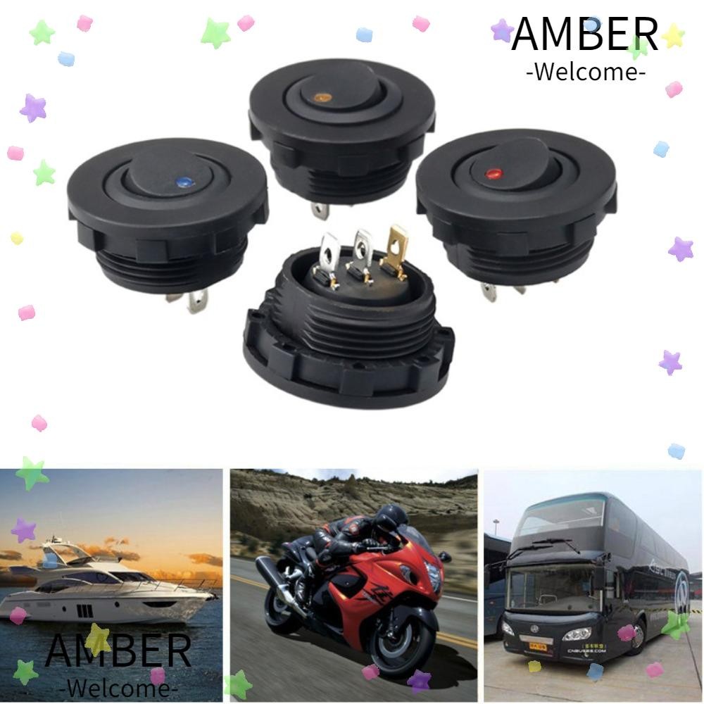 AMBER Round Rocker Toggle, 12V 20A/24V 10A 3 Pin ON/ Switch, Universal ...