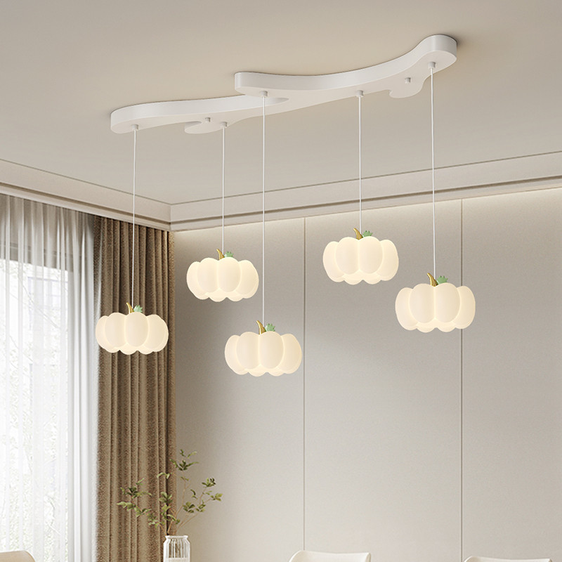 Dining Table Pendant Light Milky Cream Style 2/3/5 Lights Hanging Lamp ...
