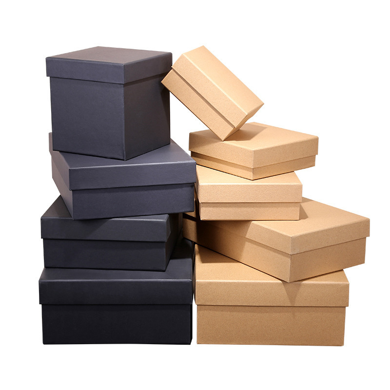 Gift Box Retro Kraft Paper Hard Box Rectangular Gift Box Large Black ...