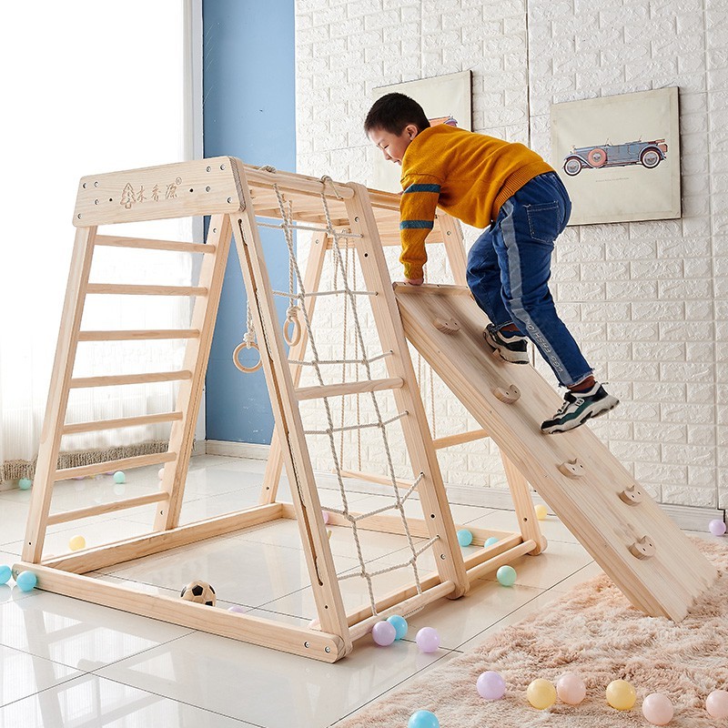 Childrens wooden climbing frames swings on sale