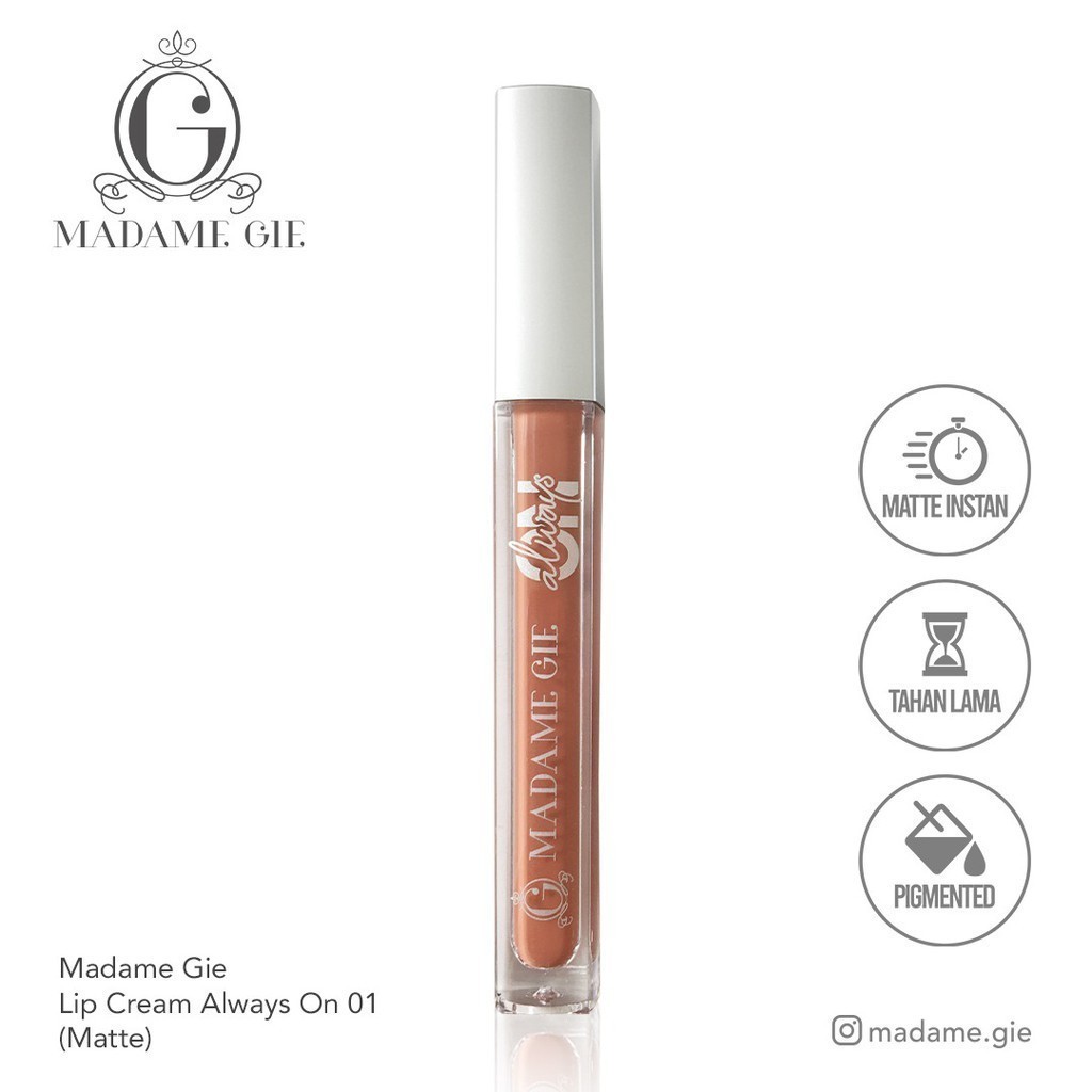 Madame Gie Lipcream Always On Matte / Lip / Merah Jingga Official - Gambar 2
