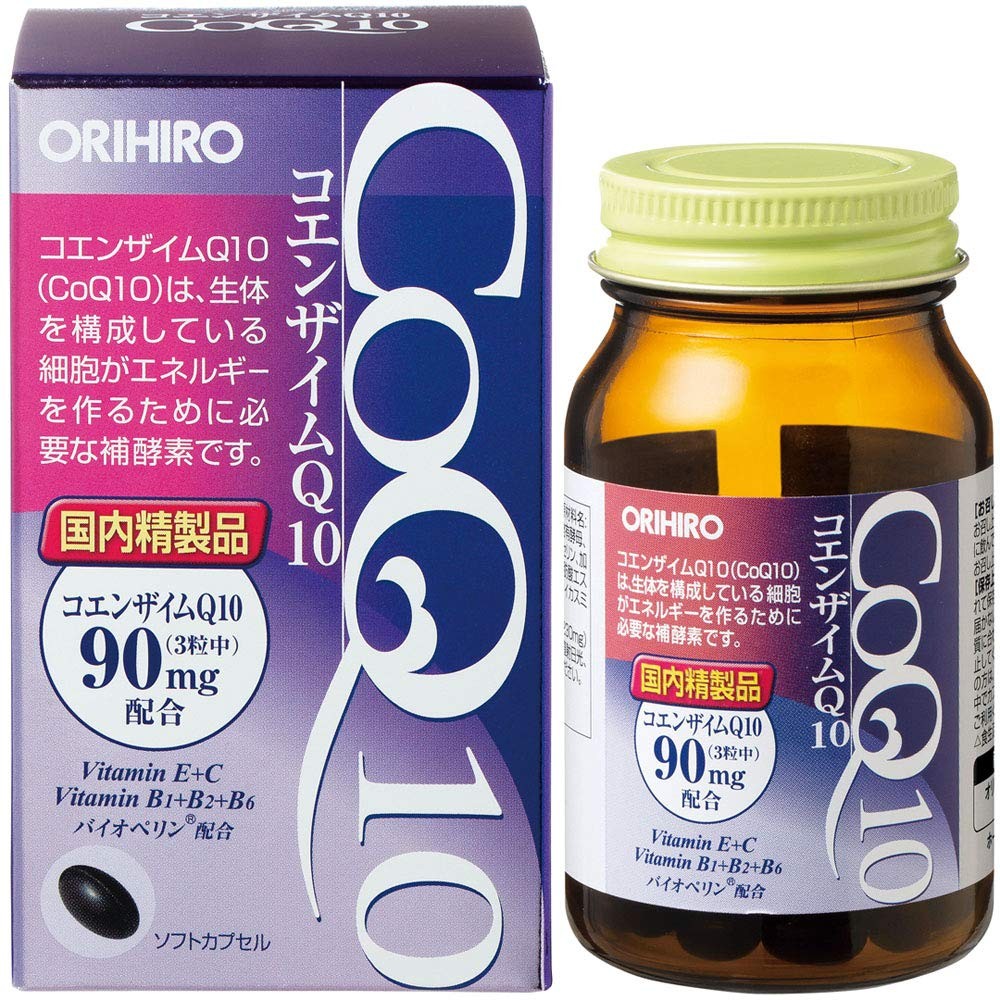 Orihiro Coenzyme Q10 90 tablets 30 days CoQ10 Vitamin C Vitamin E Black