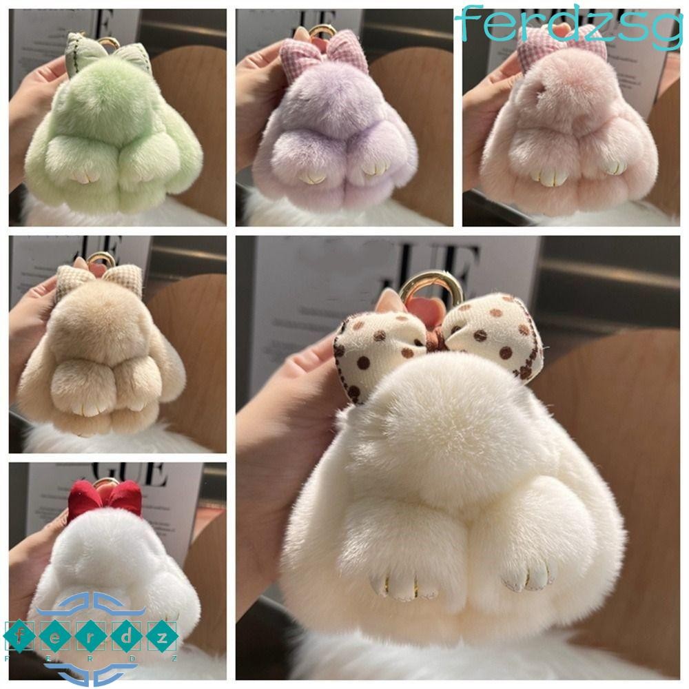 JENNIFERDZSG Rabbit Fur Keychain, Pompoms Plush Dolls Bunny